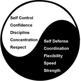 Yin-yang: Self Control, Confidence, Discipline, Concentration, Respect, Self Defense, Coordination, Flexibility, Speed, Strength